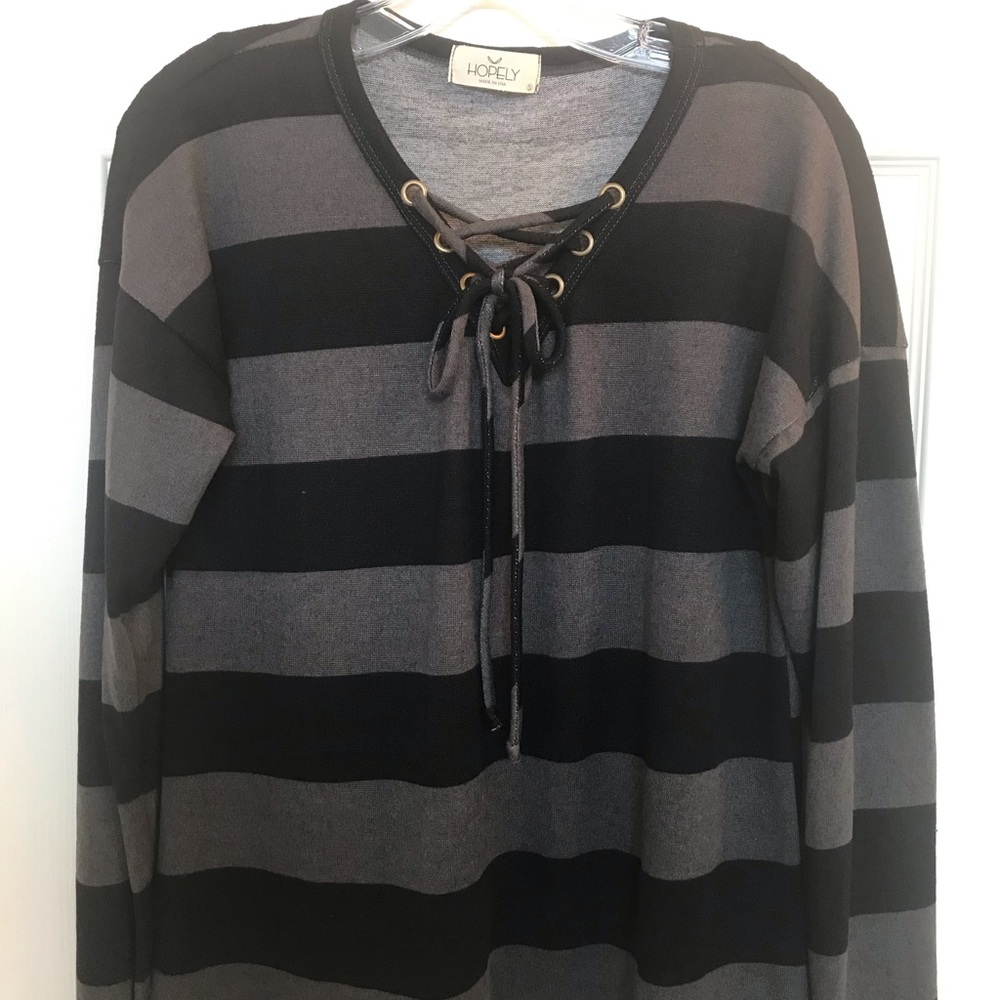 SALE!- Hopely Black and Gray Long Sleeve Top